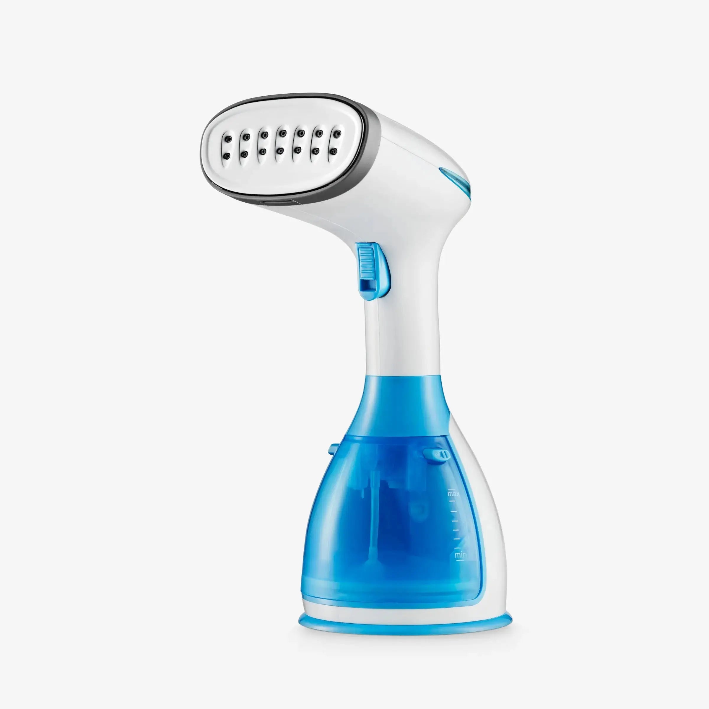 Blå Silkify steamer med håndholdt design