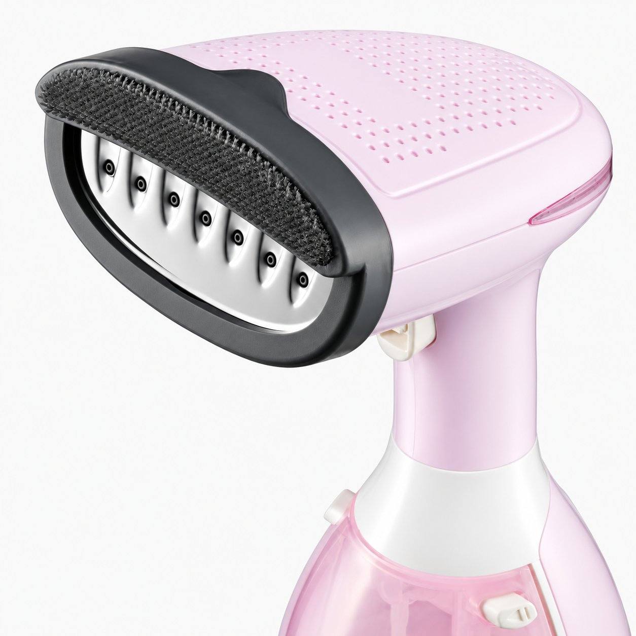 Rosa Silkify steamer med tekstilhode montert